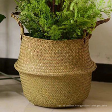 Eco-friendly handmade seagrass woven flower basket durable flower girl baskets for home plants decoration